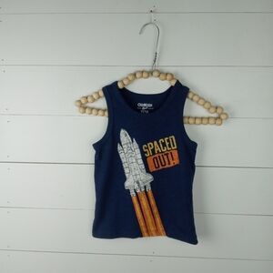 Oshkosh boys size 3T spaced out rocket ship design tank blue flex with design